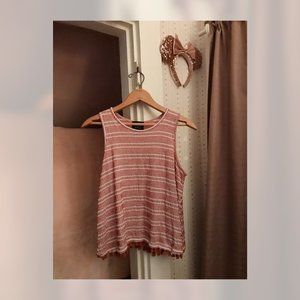 Copper & White Striped Tank // M
